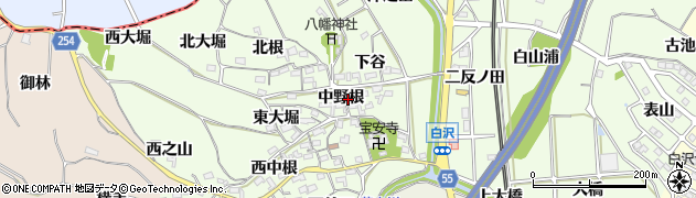 愛知県阿久比町（知多郡）白沢（中野根）周辺の地図