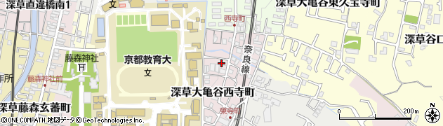 京都府京都市伏見区深草大亀谷西寺町周辺の地図