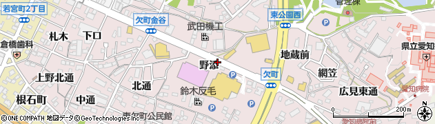 愛知県岡崎市欠町（野添）周辺の地図