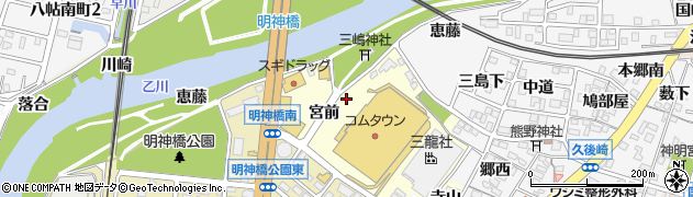 愛知県岡崎市上六名町周辺の地図
