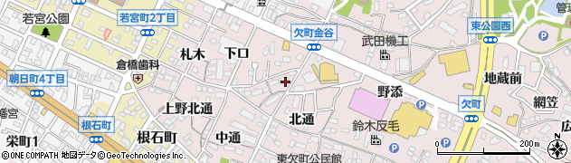 愛知県岡崎市欠町（金谷）周辺の地図
