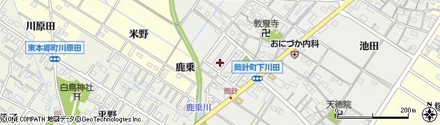 愛知県岡崎市筒針町（上川田）周辺の地図