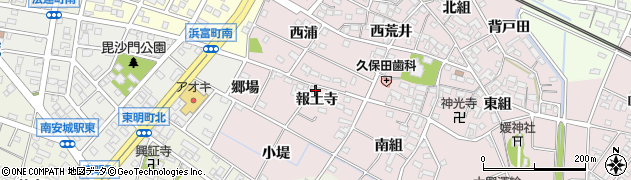 愛知県安城市上条町報土寺周辺の地図