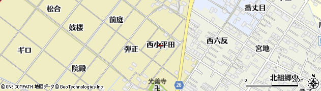 愛知県岡崎市新堀町（西小平田）周辺の地図