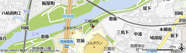 愛知県岡崎市上六名町（三島）周辺の地図