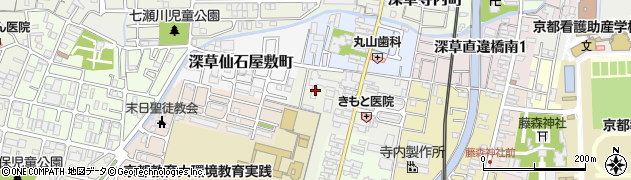 京都府京都市伏見区深草関屋敷町周辺の地図