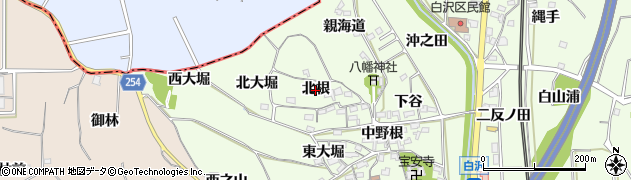愛知県阿久比町（知多郡）白沢（北根）周辺の地図