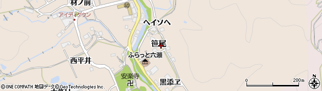 兵庫県川辺郡猪名川町笹尾周辺の地図