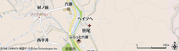 兵庫県川辺郡猪名川町笹尾ヘイソヘ23周辺の地図