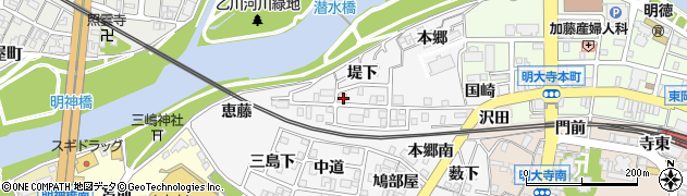 愛知県岡崎市久後崎町（堤下）周辺の地図