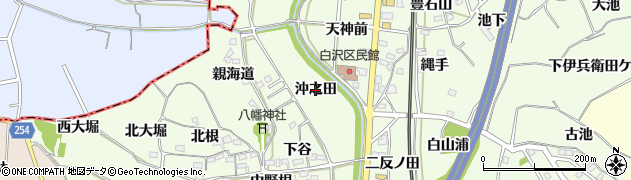愛知県阿久比町（知多郡）白沢（沖之田）周辺の地図