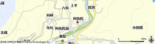 愛知県岡崎市秦梨町（阿弥陀）周辺の地図