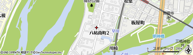 愛知県岡崎市八帖南町周辺の地図