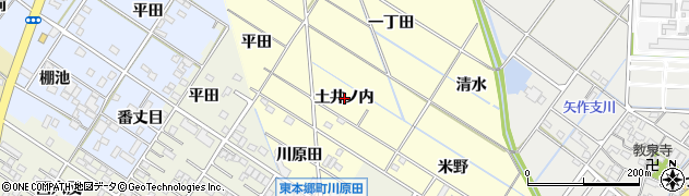 愛知県岡崎市東本郷町（土井ノ内）周辺の地図