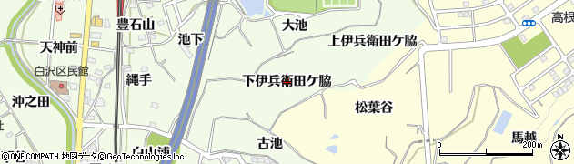 愛知県阿久比町（知多郡）白沢（下伊兵衛田ケ脇）周辺の地図