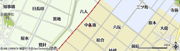 愛知県岡崎市新堀町（中久後）周辺の地図