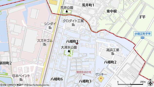 〒444-1302 愛知県高浜市八幡町の地図