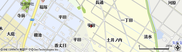 愛知県岡崎市東本郷町（平田）周辺の地図
