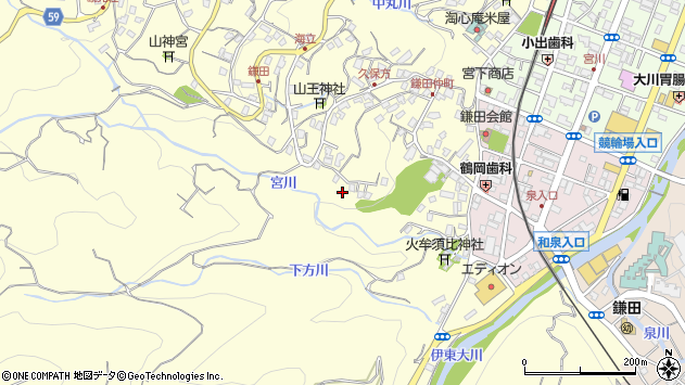 〒414-0054 静岡県伊東市鎌田の地図