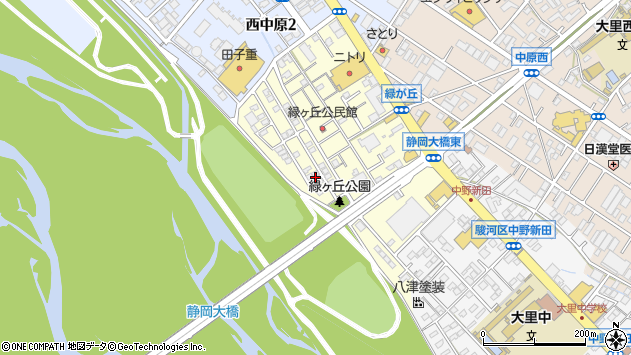 〒422-8052 静岡県静岡市駿河区緑が丘町の地図