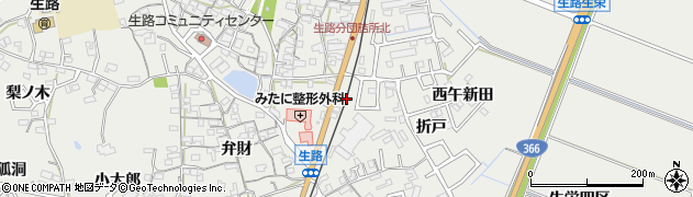 愛知県東浦町（知多郡）生路（門田）周辺の地図