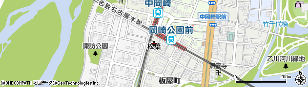 愛知県岡崎市八帖町（松葉）周辺の地図