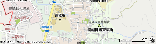 京都府京都市伏見区醍醐御陵西裏町周辺の地図