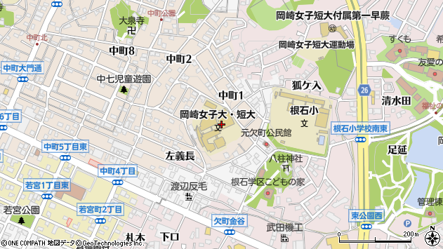 〒444-0015 愛知県岡崎市中町の地図
