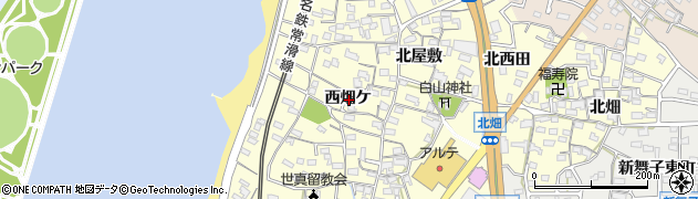 愛知県知多市新舞子西畑ケ周辺の地図