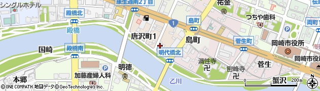 愛知県岡崎市唐沢町11周辺の地図