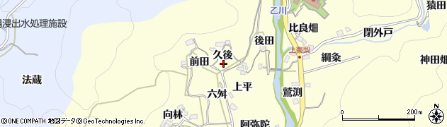 愛知県岡崎市秦梨町久後4周辺の地図
