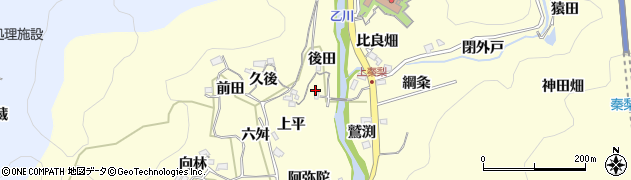 愛知県岡崎市秦梨町（後田）周辺の地図