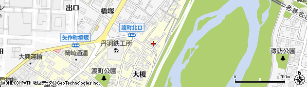 愛知県岡崎市渡町（大榎）周辺の地図