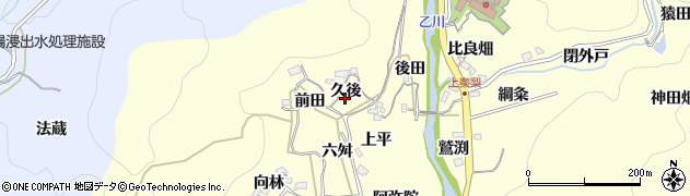 愛知県岡崎市秦梨町（久後）周辺の地図