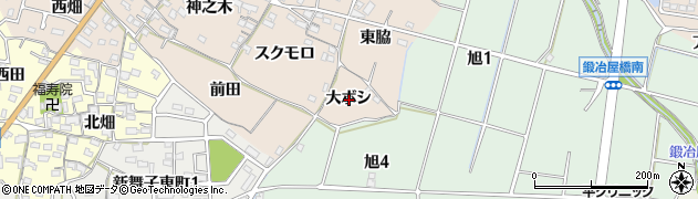 愛知県知多市日長大ボシ周辺の地図
