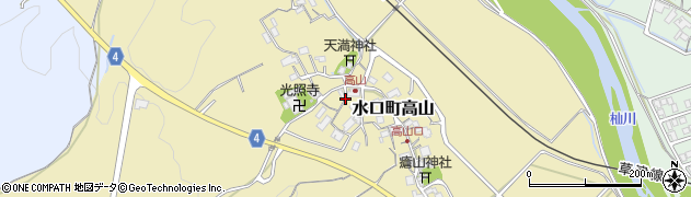 滋賀県甲賀市水口町高山周辺の地図