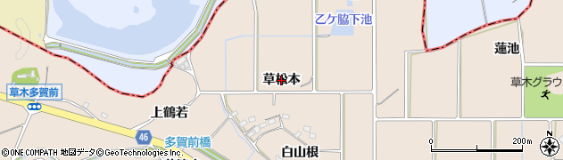 愛知県阿久比町（知多郡）草木（草松本）周辺の地図