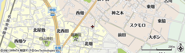 愛知県知多市日長西畑75周辺の地図