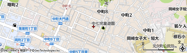 愛知県岡崎市中町周辺の地図