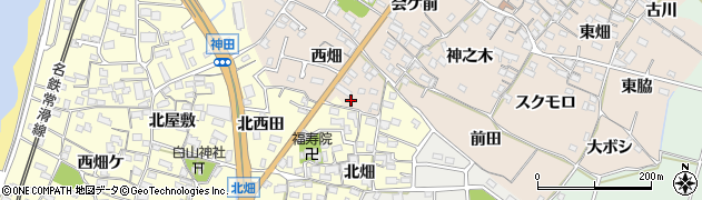 愛知県知多市日長西畑80周辺の地図
