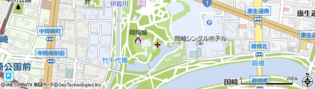 岡崎市役所　岡崎公園公園バス駐車場周辺の地図
