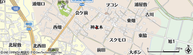 愛知県知多市日長（神之木）周辺の地図