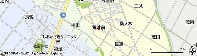 愛知県岡崎市東本郷町（荒井前）周辺の地図