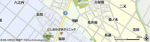 愛知県岡崎市西本郷町平田周辺の地図