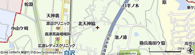 愛知県阿久比町（知多郡）白沢（南天神脇）周辺の地図