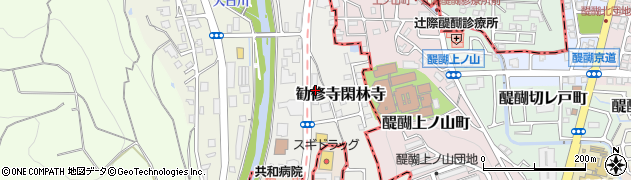 京都府京都市山科区勧修寺閑林寺周辺の地図