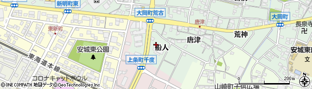 愛知県安城市大岡町船人14周辺の地図