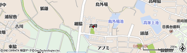 愛知県知多市日長高峰周辺の地図