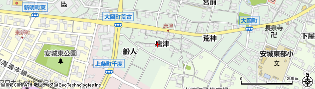 愛知県安城市大岡町唐津周辺の地図