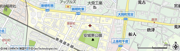 愛知県安城市東新町周辺の地図